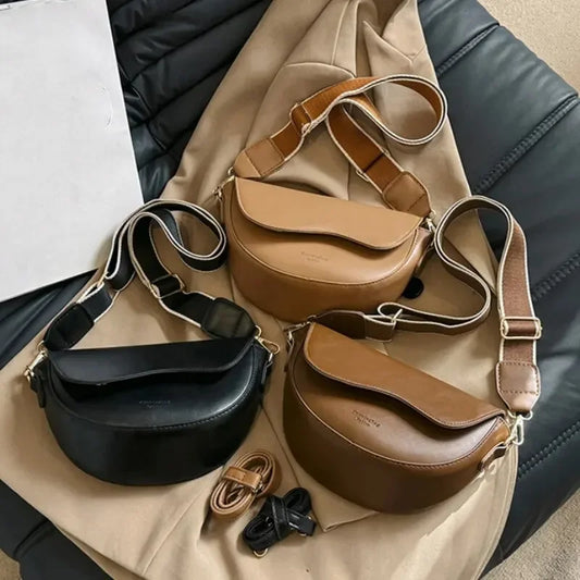 Vintage Saddle Bag | Solid Color Underarm & Crossbody Bag Luxegan