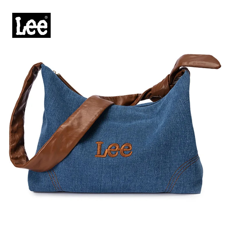 Women’s Minimalism Denim Blue Pillow Bag | Soft Artificial Leather Hobo & Crossbody | Fashionable Large Satchel with Wide Shoulder Straps Luxegan