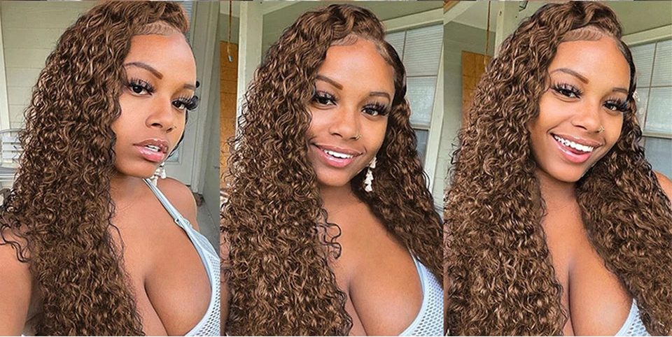 Chocolate Brown Highlight Afro Kinky Curly Bundles | Sophisticated "Deep Water" Ombre Silhouette - view 3