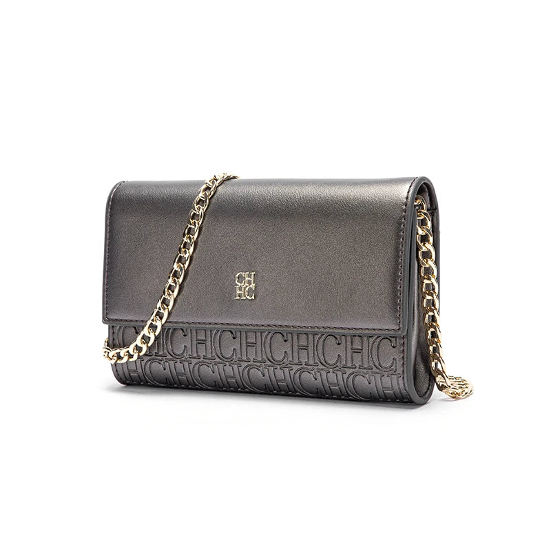Women’s New Magnetic Flip Chain Bag | Classic Brown Small Square Shoulder Bag | Trendy PU Leather Messenger Bag & Wallet | Minimalist Baguette Handbag with Gold-Tone Chain Luxegan