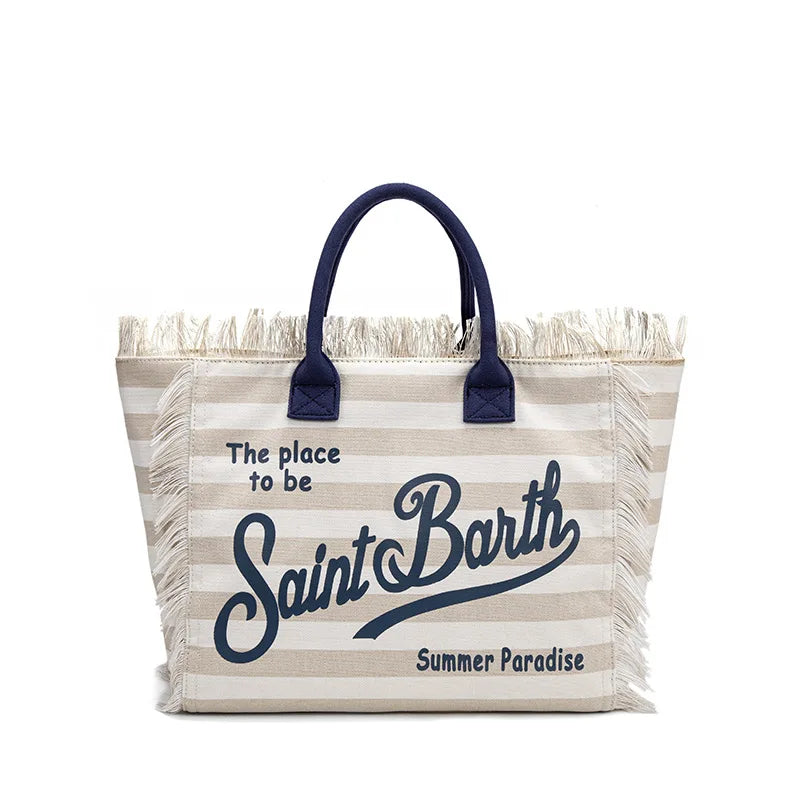 New Large Capacity Leisure Travel Bag | Handmade Canvas Tote with Tassel & Zipper Luxegan