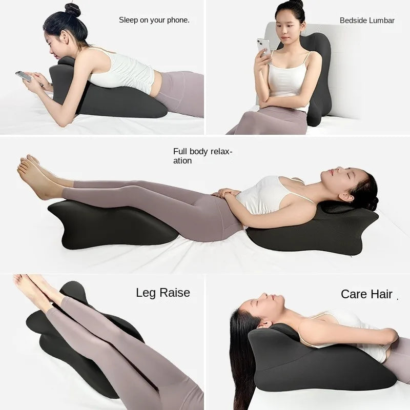 Couples Memory Foam Waist & Lumbar Support | Sophisticated "Wave Shape" Silhouette | Elegant Washable Office & Bedding Backrest | "Dignified" High-Performance Massage Feature for Radiant Versatile Styling Luxegan