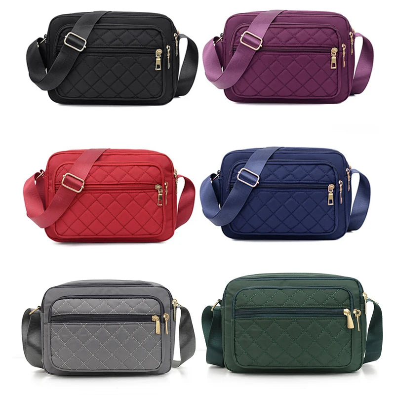Multiple Compartment Crossbody Bags Women Messenger Bag | Casual Lady Bag Waterproof Nylon Single Shoulder Strap Pack Luxegan