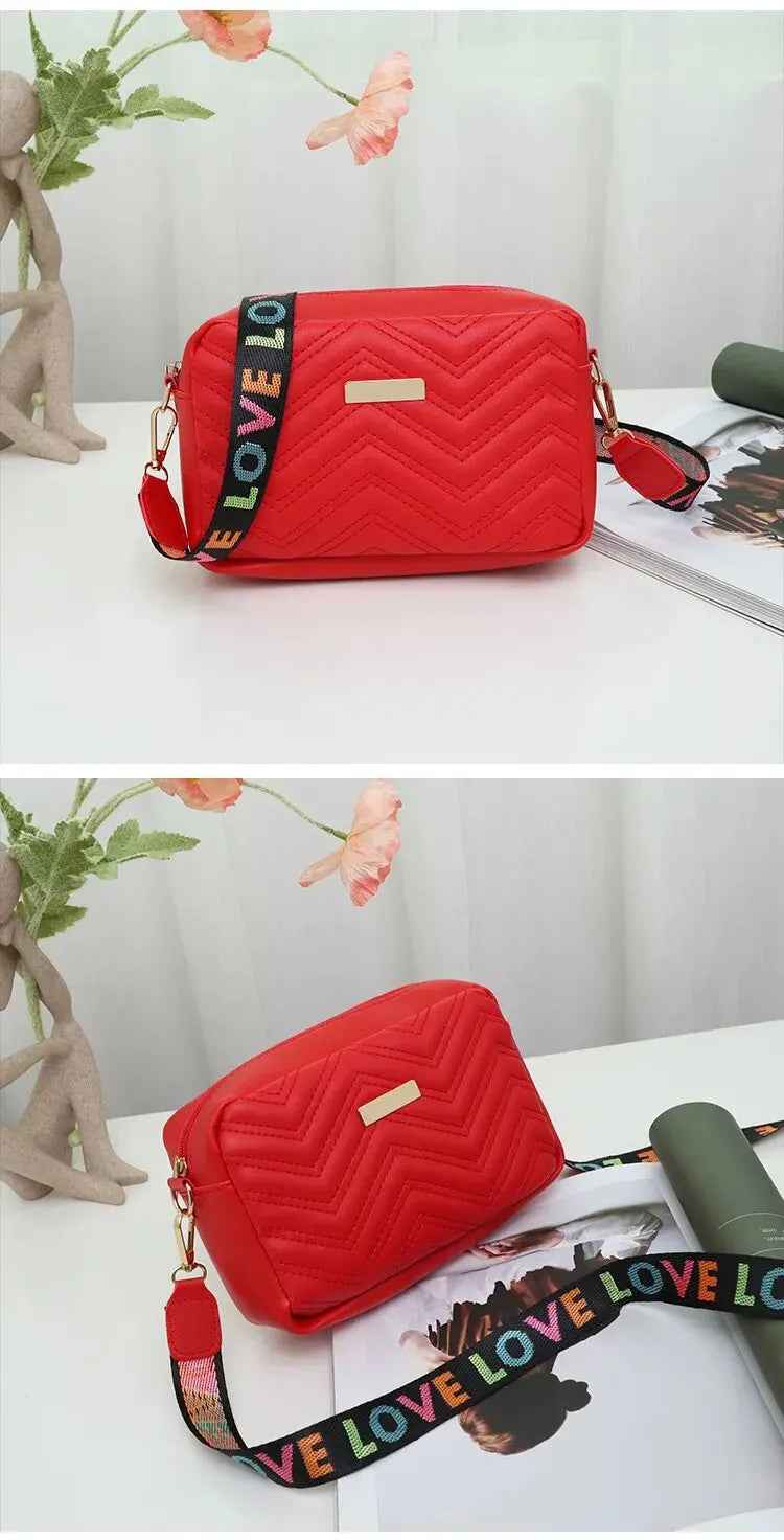 Embroidered Camera Bag | PU Material Casual Small Square Bag & Versatile Single Shoulder Bag Luxegan