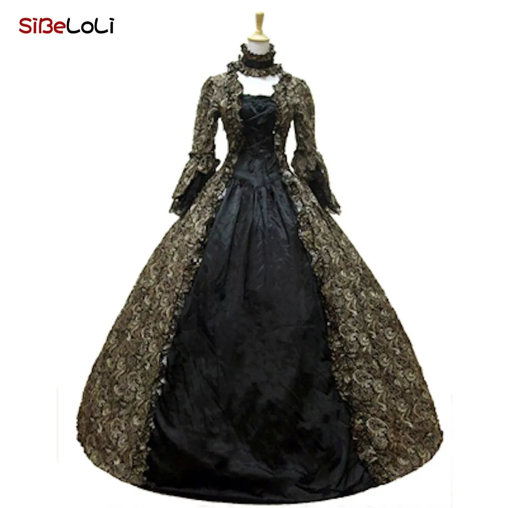 Victorian Renaissance Ball Gown – Square Neck, Flare Sleeve, Floor-Length, Empire Waist