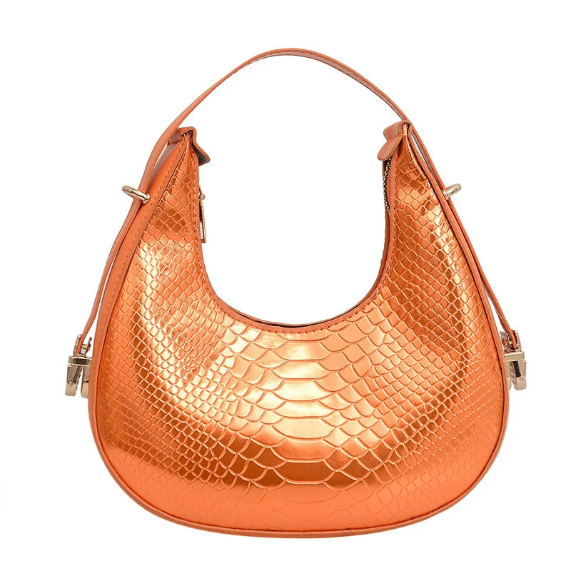 Minimalist Half-Moon Underarm Bag | Soft Serpentine Shoulder Purse Luxegan