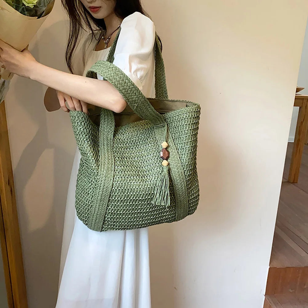 Women's Straw Woven Handbag | Summer Beach Casual Tote Bag & Large Capacity Clutch Luxegan