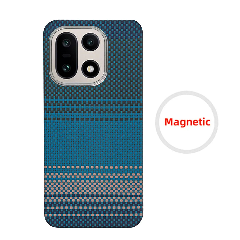 Para funda de teléfono OnePlus 15 de fibra de aramida Kevlar, carcasa dura de fibra de carbono ultradelgada y ligera, cubierta protectora magnética para negocios