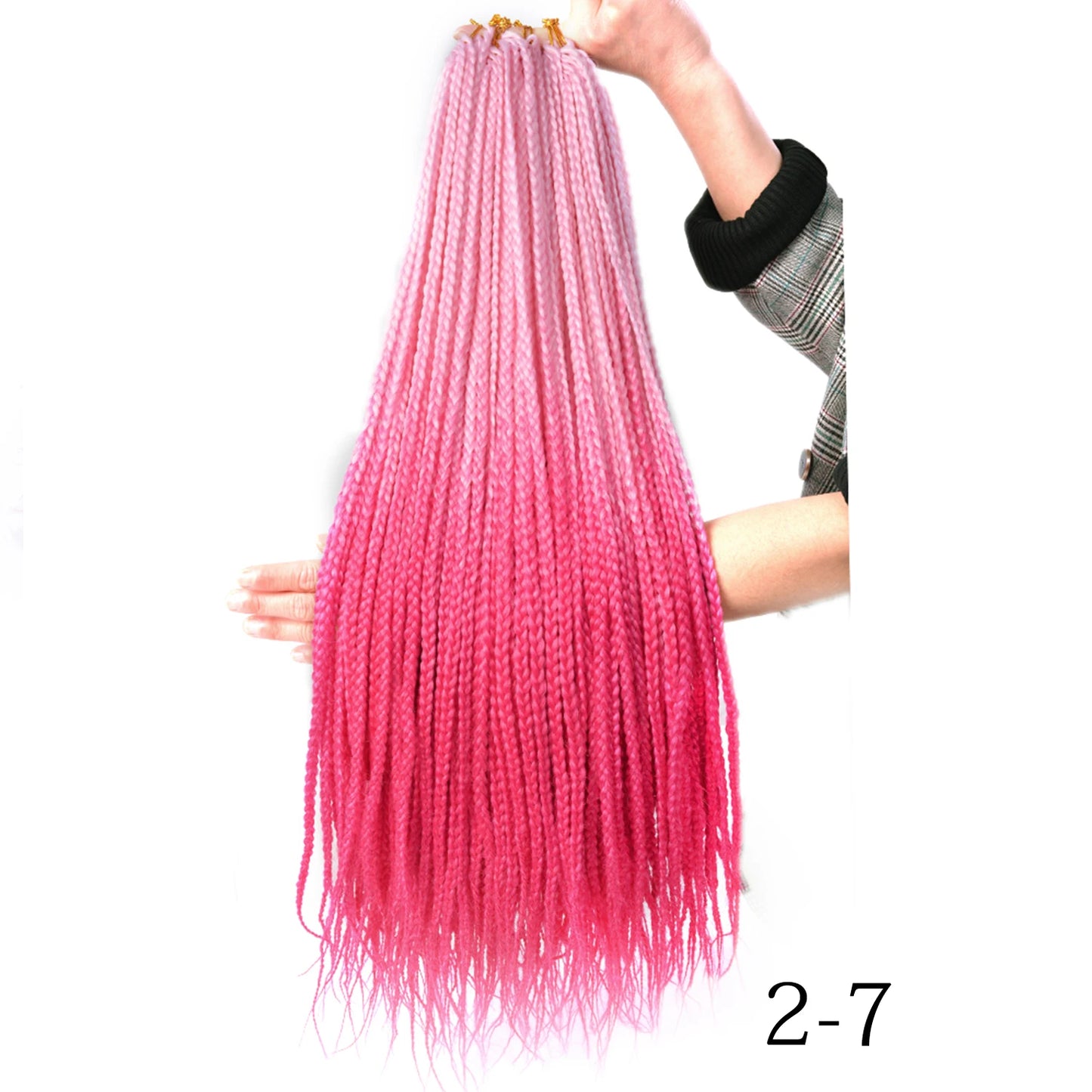 24-Inch Long Ombre Box Braids Crochet Hair - Pre-Looped Synthetic Braiding Hair Extensions - High Temperature Fiber 22 Strands/Pack Piano Color Crochet Braids for Women & Girls (27 Colors Available)
