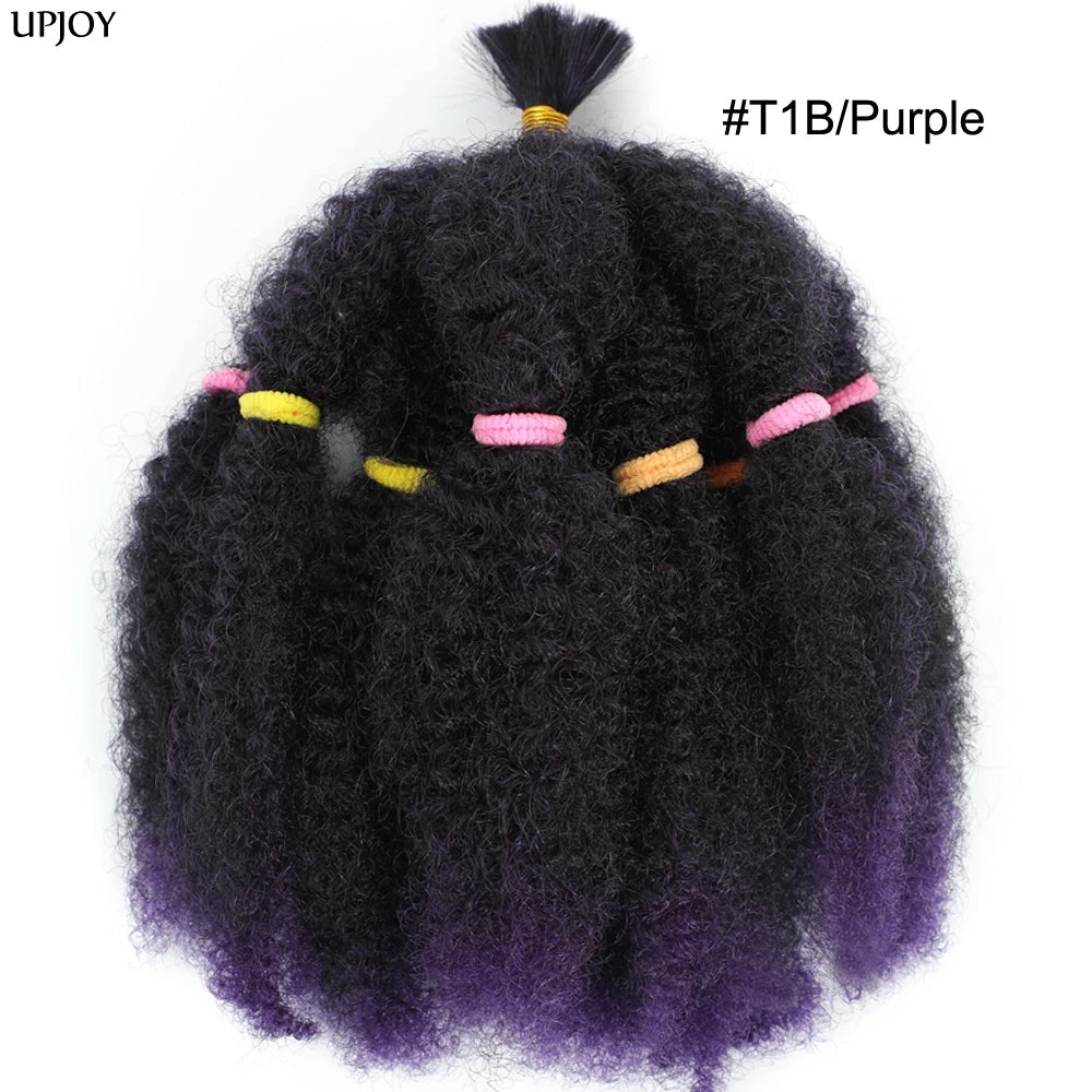 12-Inch Afro Kinky Curly Synthetic Braiding Hair Bulk - Ombre Marley Twists Crochet Extensions - Low Temperature Fiber Afro Twist Bulk Hair for Protective Styles (10 Strands/Pack, 50g) Luxegan