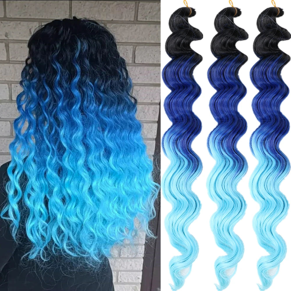 20" Deep Curly Crochet Braiding Hair | Deep Wave Bulk Synthetic Braid Extensions | 23 Colors