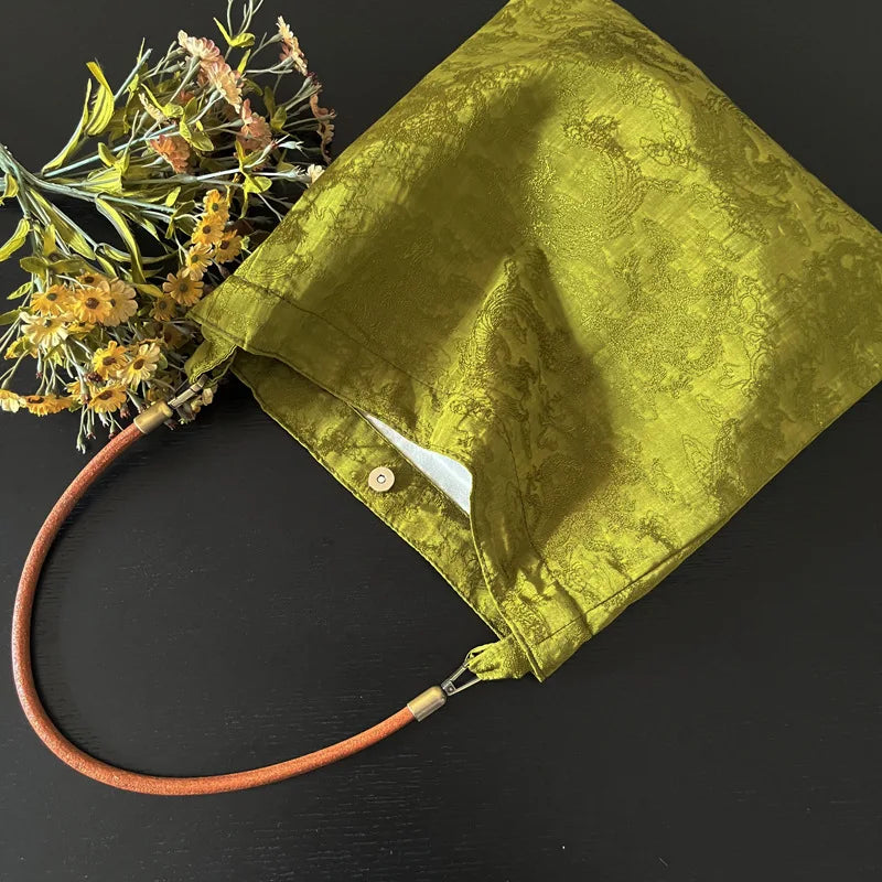 Vintage Jacquard Women’s Shoulder Bag | Luxury Designer Underarm Bag | Large Capacity Crossbody Handbag