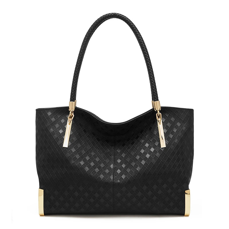 Premium Genuine Cowhide Leather Handbag for Women | Large Capacity Original Design Luxury Tote | Sophisticated European & American Style Shoulder Bag | Elegant Winter Holiday Christmas Gift (Model 9136096F) Luxegan