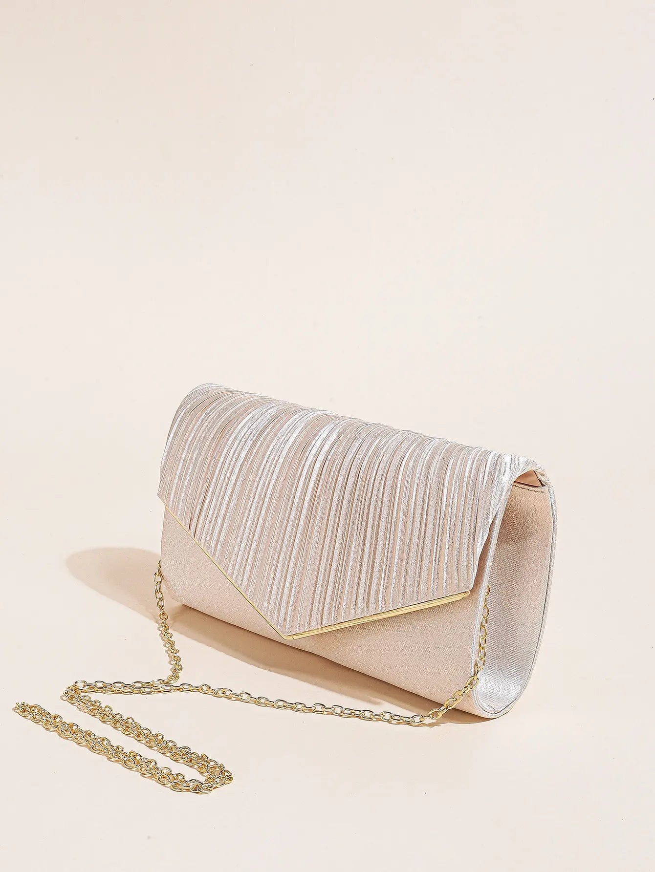 Elegant Pleated Evening Bag | Solid Color Textured Envelope Dinner Bag | Perfect Clutch For Party, Wedding And Banquet Luxegan