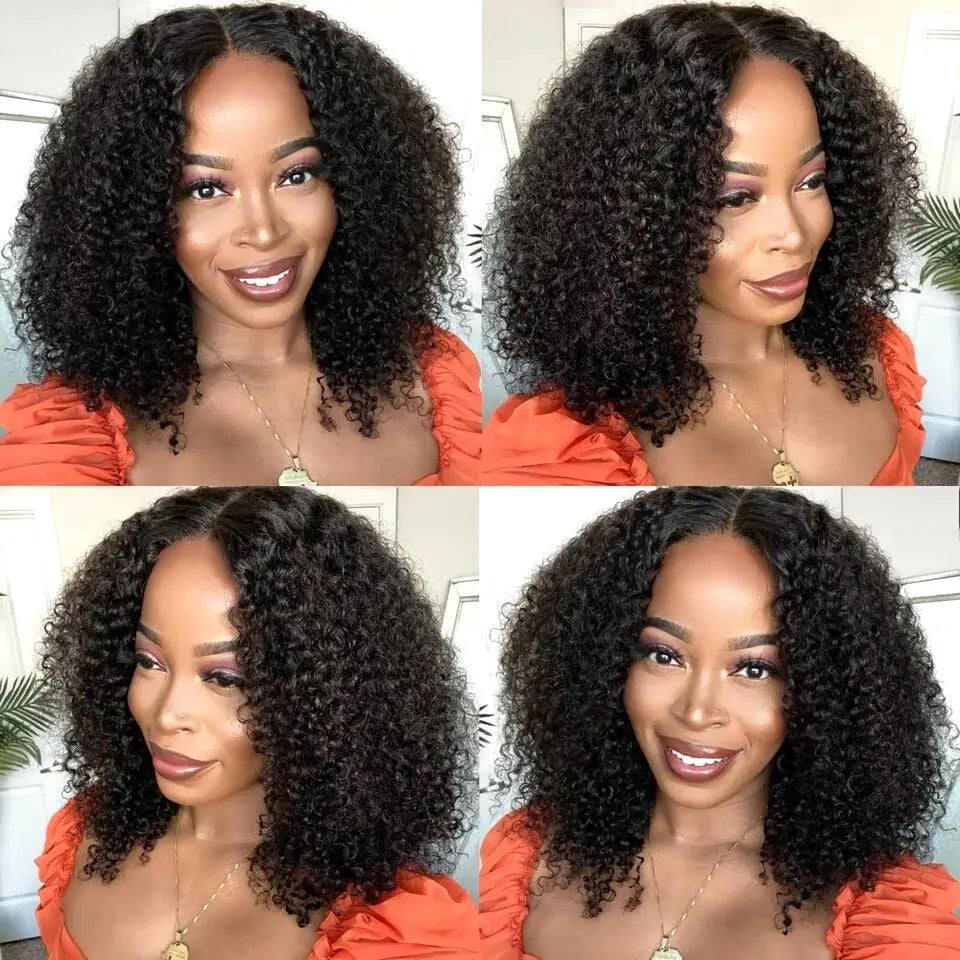 Short Curly Human Hair Bob Wig | Sophisticated 13x4 Lace Frontal | Elegant "Peruvian Remy" 4–16 Inch Length | "Dignified" Pre-Plucked Water Wave Glueless Human Hair for Radiant Versatile Styling Luxegan