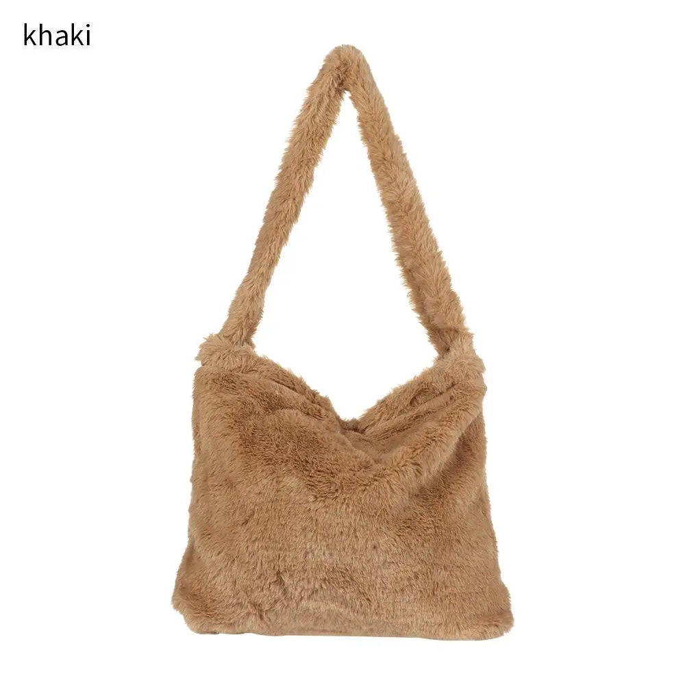 Plush Tote Bag | Fluffy Shoulder & Top-Handle Handbag Luxegan
