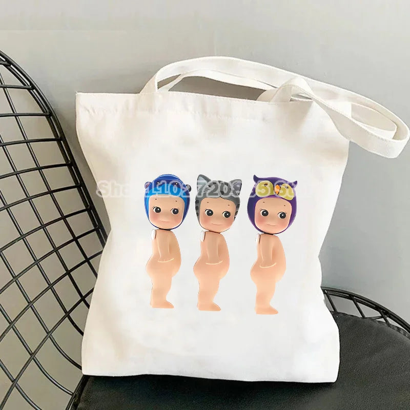 Canvas Character Casual Tote | Soft Cute Cartoon Shopping & Student Bag Luxegan
