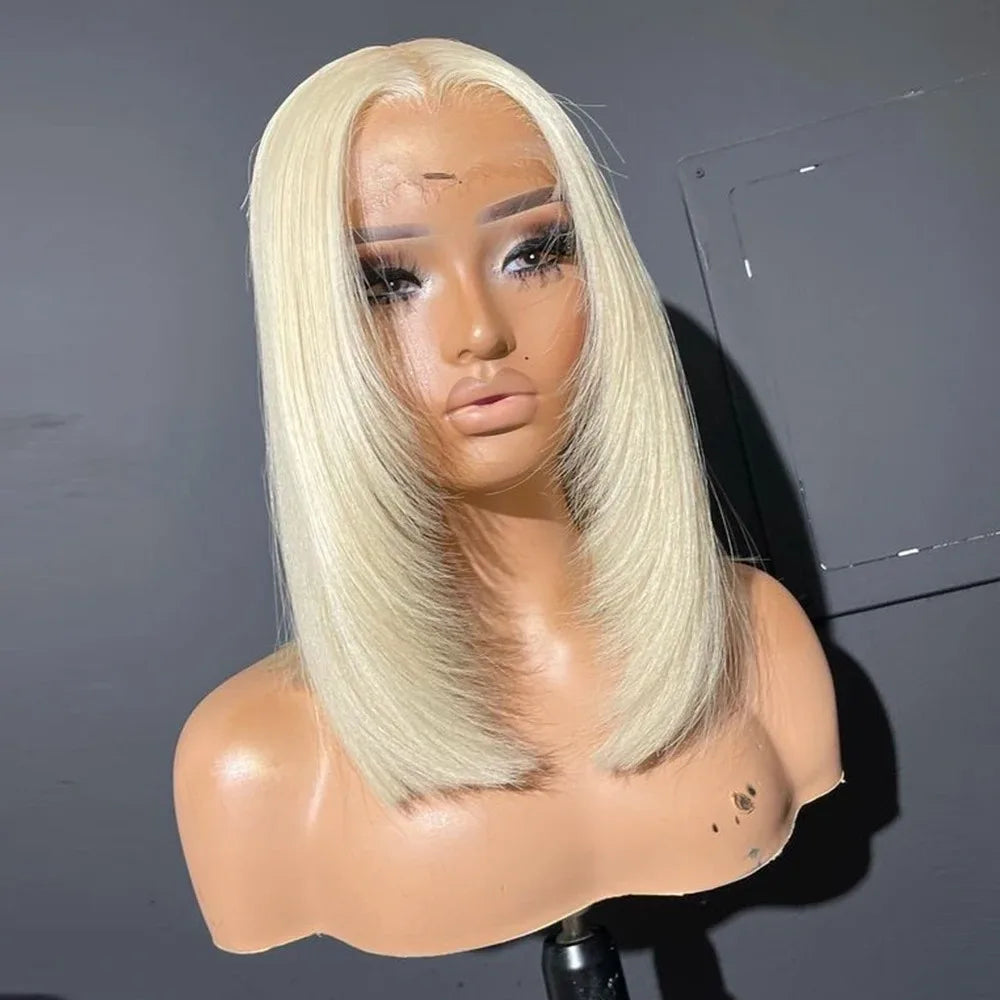 Light Pink Layered Straight Bob | Sophisticated 13x4 HD Transparent Lace Frontal | Elegant 12-Inch High-Temperature Fiber Wig | "Dignified" Natural Hairline Glueless Wig for Daily Wear & Cosplay Luxegan