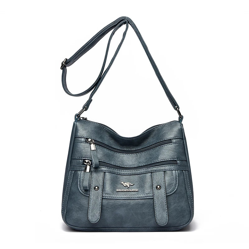 Luxury Designer PU Leather Messenger Bag | High-Quality Sequined "Letter" Crossbody for Women | Versatile Four-Season Flap Shoulder Bag with Triple Interior Pockets Luxegan