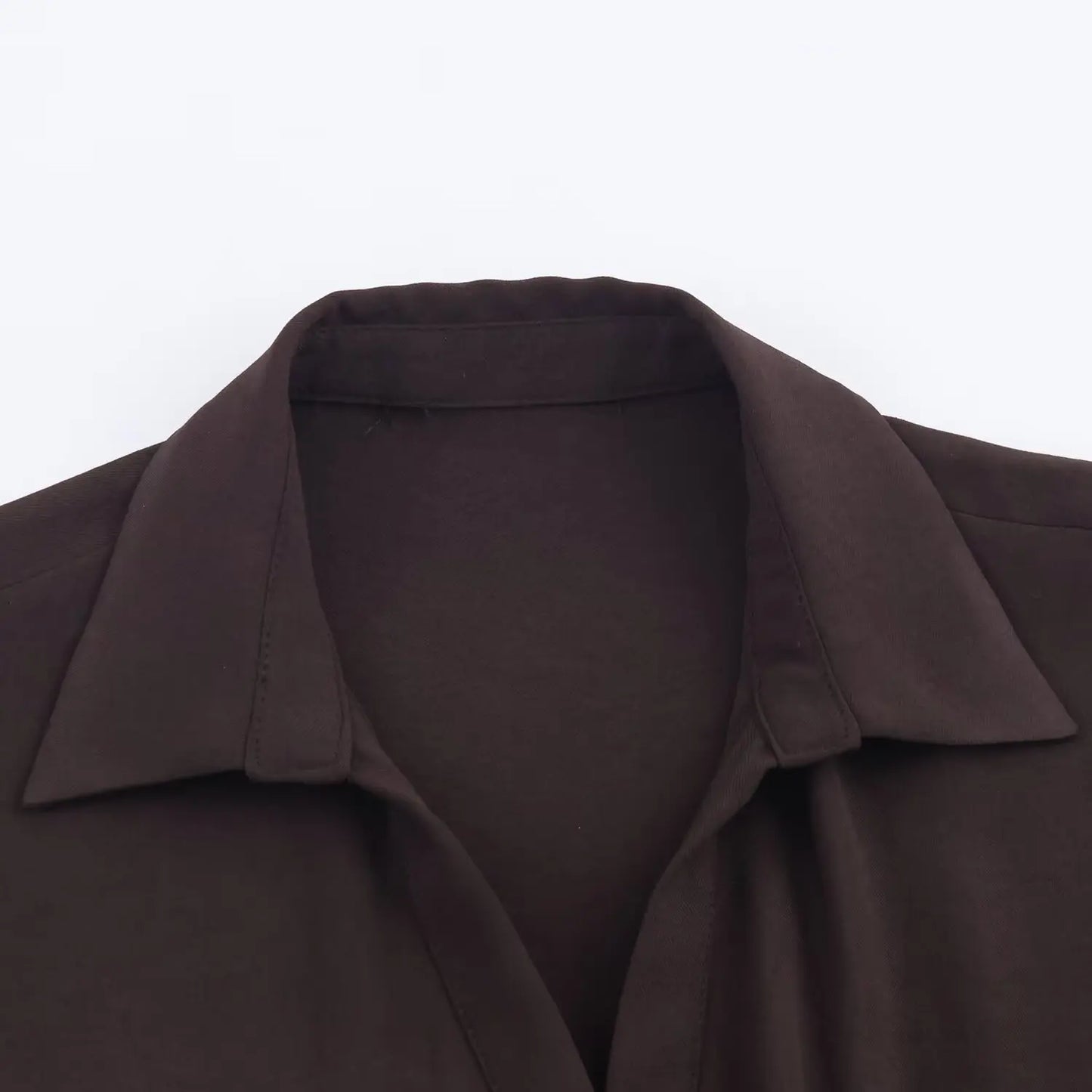 Fall Elegant Vintage Coffee Belted Long Dress | Premium Single-Breasted V-Neck Slim Fit Dress | Autumn Fashion Dinner Party Ladies Dress | Model W101211924 Full Sleeve Ankle-Length A-Line Gown Luxegan