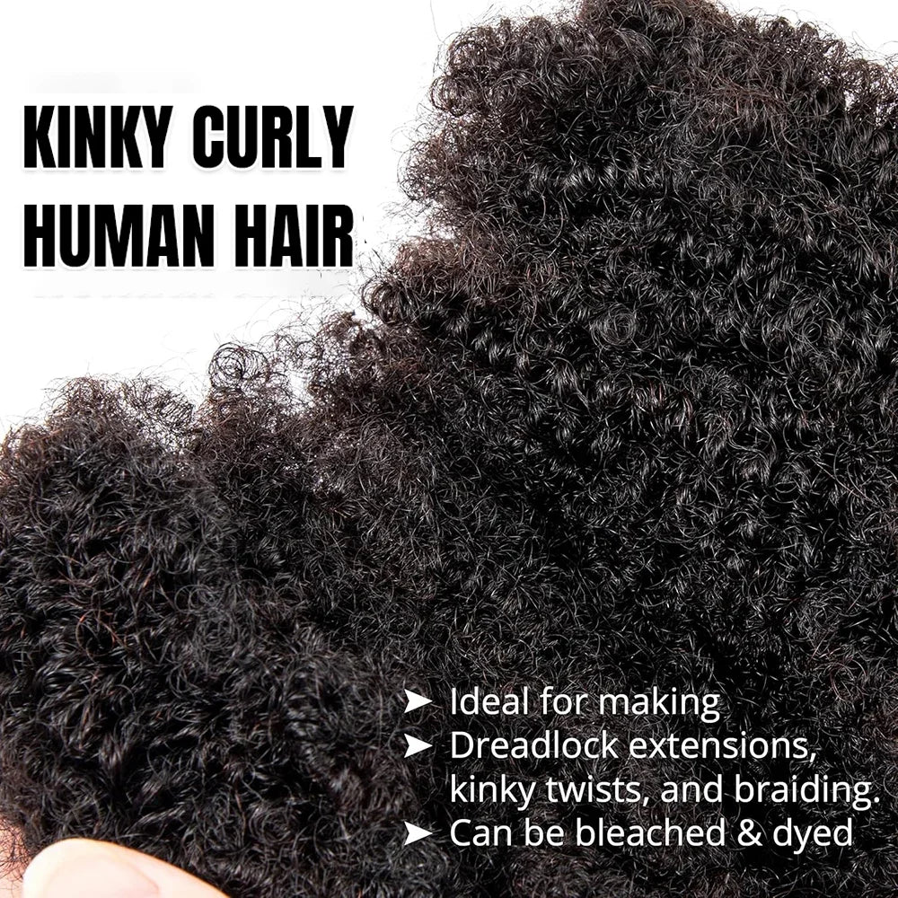 Afro Kinky Bulk Human Hair for Dreadlocks & Loc Repair | Brazilian Hair Braiding Twist Extensions - view 3