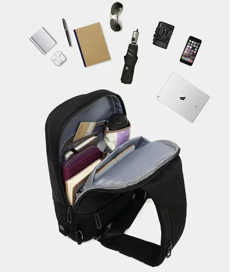 Smart Anti-Theft Waterproof Sling Pack | Sophisticated "Box Chest Bag" Silhouette | Premium Oxford Tech Crossbody Shoulder Bag for Men | Famous Brand Versatile Essential for Modern Urban Commuting Luxegan