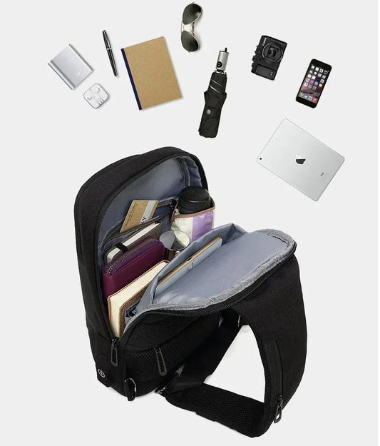 Smart Anti-Theft Waterproof Sling Pack | Sophisticated "Box Chest Bag" Silhouette | Premium Oxford Tech Crossbody Shoulder Bag for Men | Famous Brand Versatile Essential for Modern Urban Commuting Luxegan