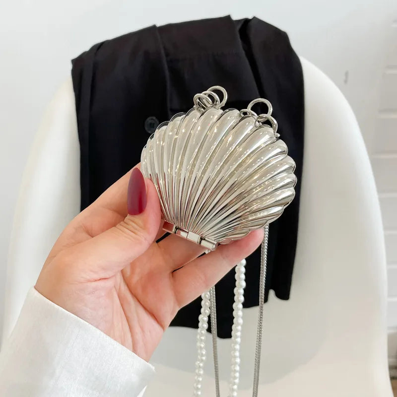 New Summer Lipstick Bags for Women Fashion Pearl Mini Purse Crossbody Bag | High Quality Gold Shell Bag Designer Shoulder Bag Luxegan