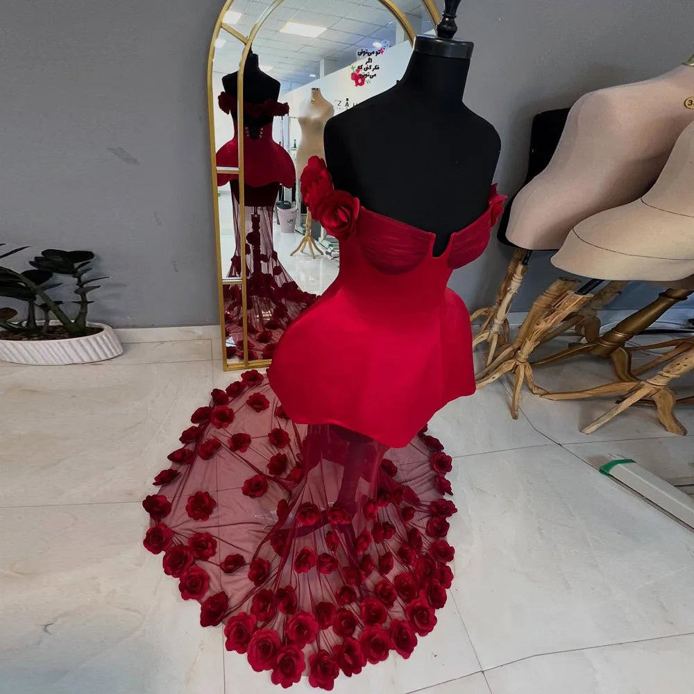 Women's Sweetheart Mermaid Formal Dress with 3D Floral Detail Luxegan