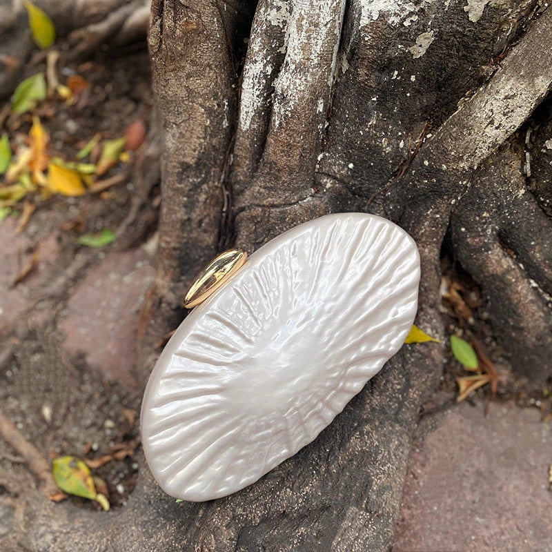 TPU Solid Knucklebox Clutch | Hard French Irregular Pattern Pearlescent Evening Bag