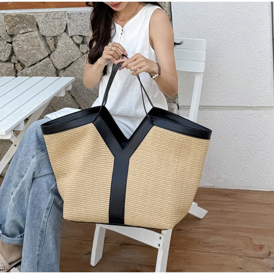Designer Straw Tote Bag | Large Capacity Beach & Shopping Bag Luxegan