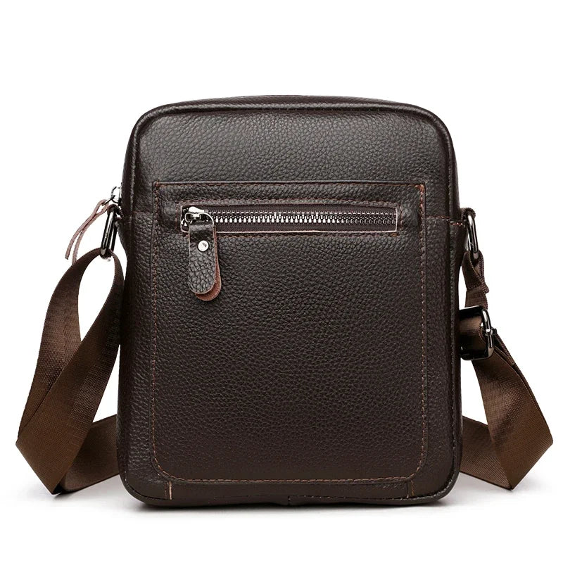 High Quality Genuine Leather Men's Shoulder Bag | Cow Leather Casual Daily Use Crossbody Purse & Handbag (Soft, Solid Color) Luxegan