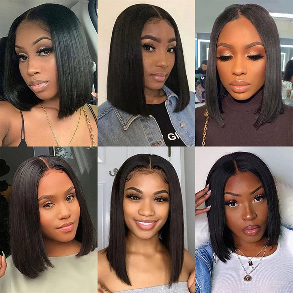 Wear And Go Glueless Bob Wigs 13x4 Bone Straight Lace Front Human Hair Wigs for Women Brazilian Transparent Lace Frontal Wigs