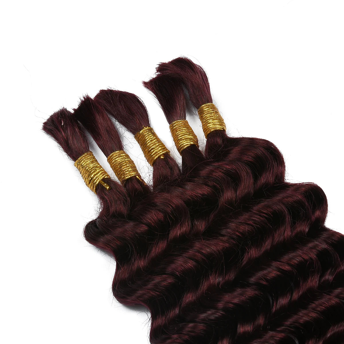 Deep Wave 100% Brazilian Remy Human Hair Bulk for Boho Braids | 99J No Weft Deep Curly Braiding - view 4