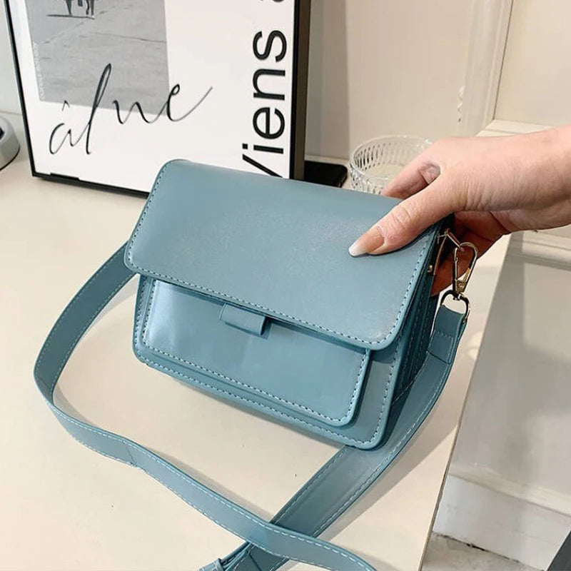 Vintage Shoulder Bag for Women | Simple Solid Color Messenger Bag & Small Square Crossbody Luxegan