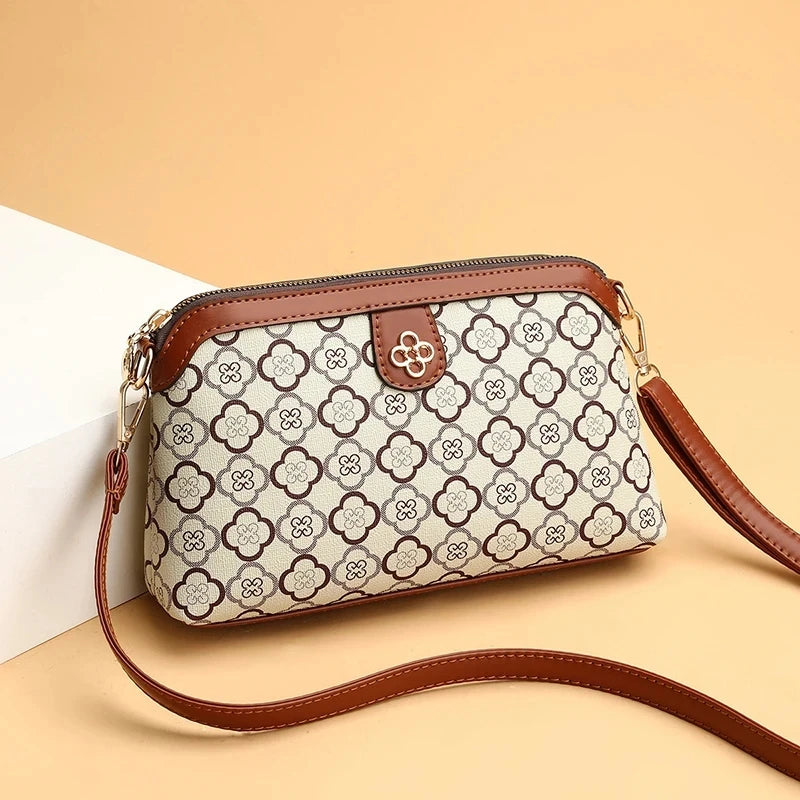 High Quality PU Lea ther Women's Small Crossbody Shoulder Bag | Luxury Handbag Lady Messenger Bag (Simple Shell Phone Satchels, Plaid Pattern) Luxegan