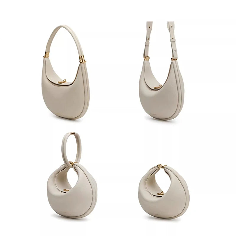 High-end Moon Bag | Light Luxury Leather Versatile Handbag & Messenger Bag Luxegan