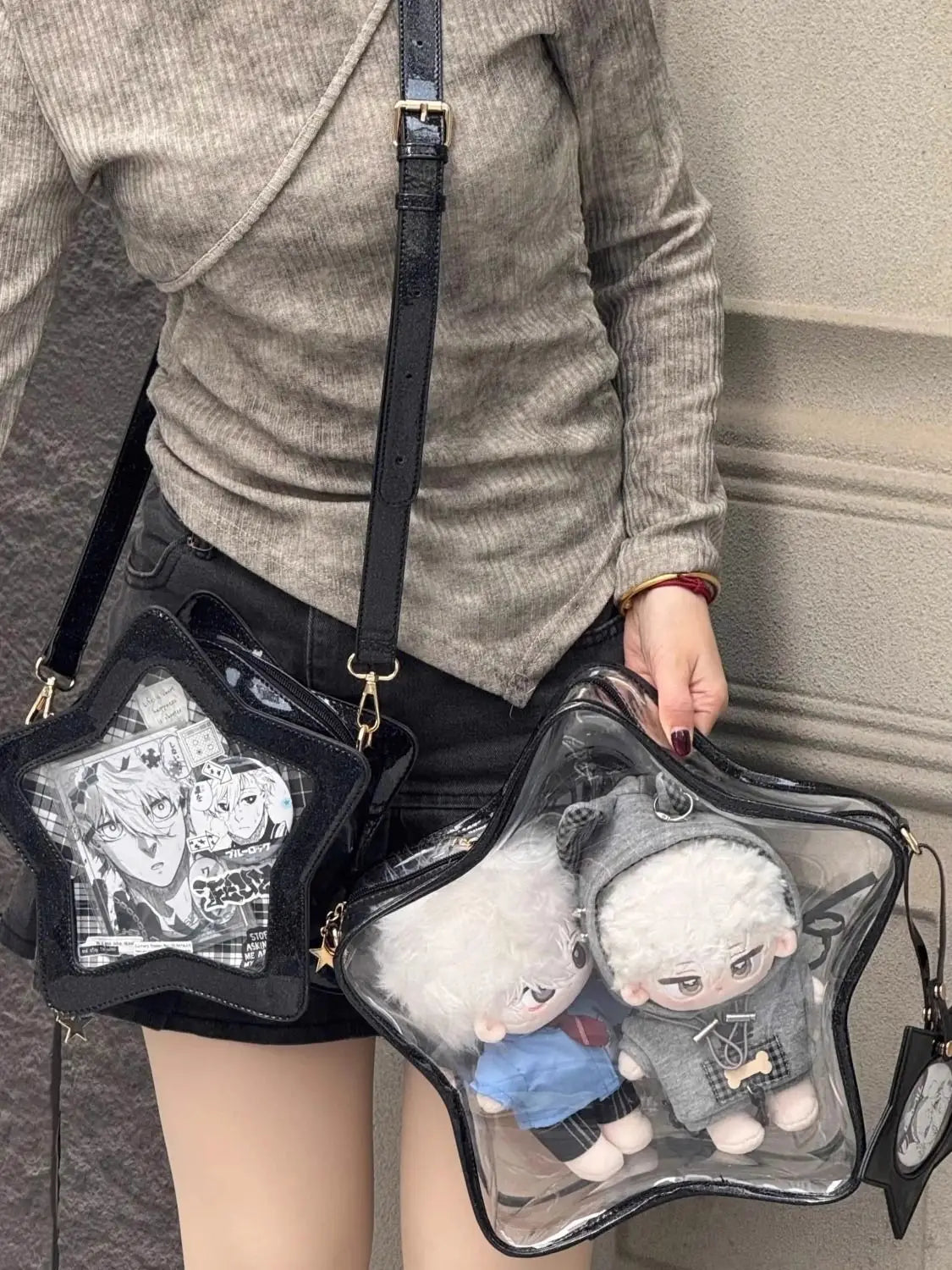 Star Red Crossbody Bags Ita Bag | Women Japanese Transparent Mini Backpacks | Ladies Sweet Cute Mochila Aesthetic Luxegan