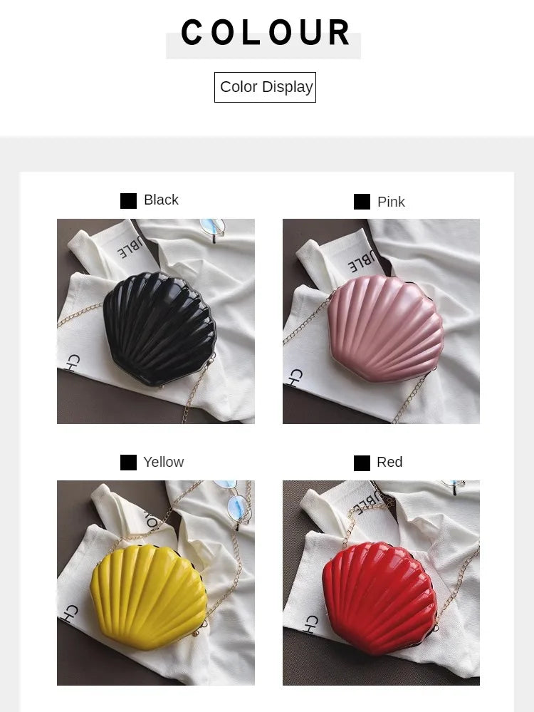 PVC Sequined Shell Crossbody Bag | Cute Chain Shoulder & Phone Money Pouch Luxegan