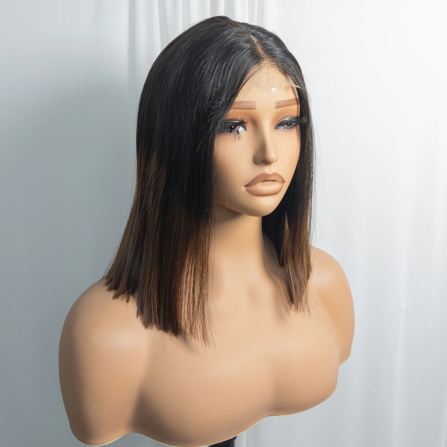 300% Density Vietnamese Raw Human Hair Bob Wigs 2x6 HD Lace Closure Bone Straight Bob Wigs Chocolate Brown 1BT4 Short Bob Wigs