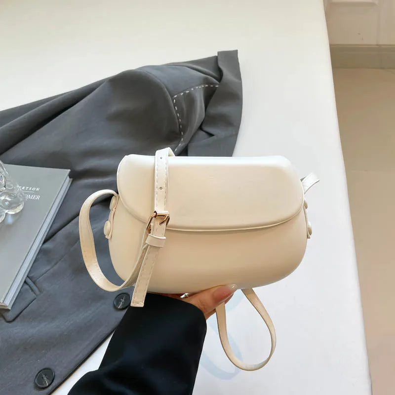 Women's Small Messenger Bag | Solid PU Leather Shiny Shoulder Bag & Saddle Purse Luxegan