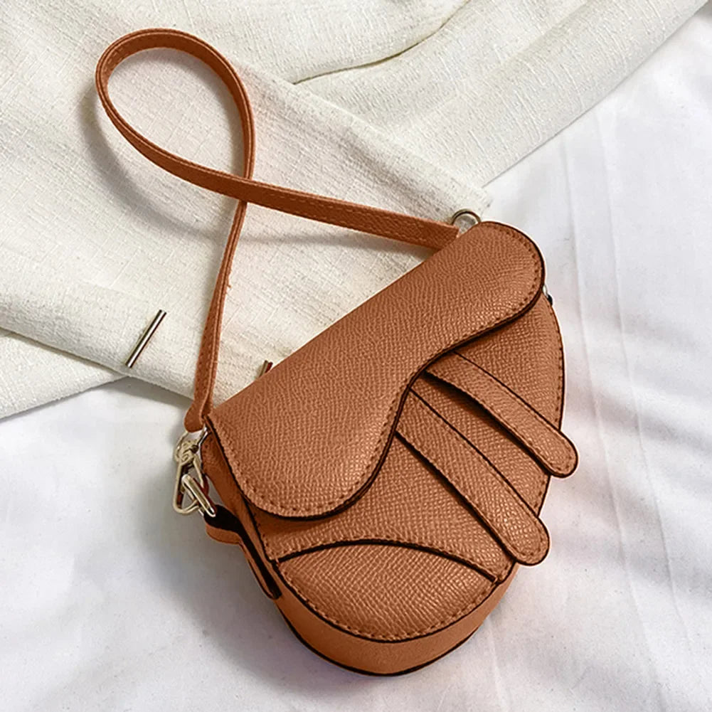 Women’s Denim Pattern Saddle Bag | Sophisticated Contrasting Color Splicing Messenger | Elegant Designer Underarm & Crossbody Handbag | "Dignified" Soft Polyester Satchel for Versatile Trend Styling Luxegan