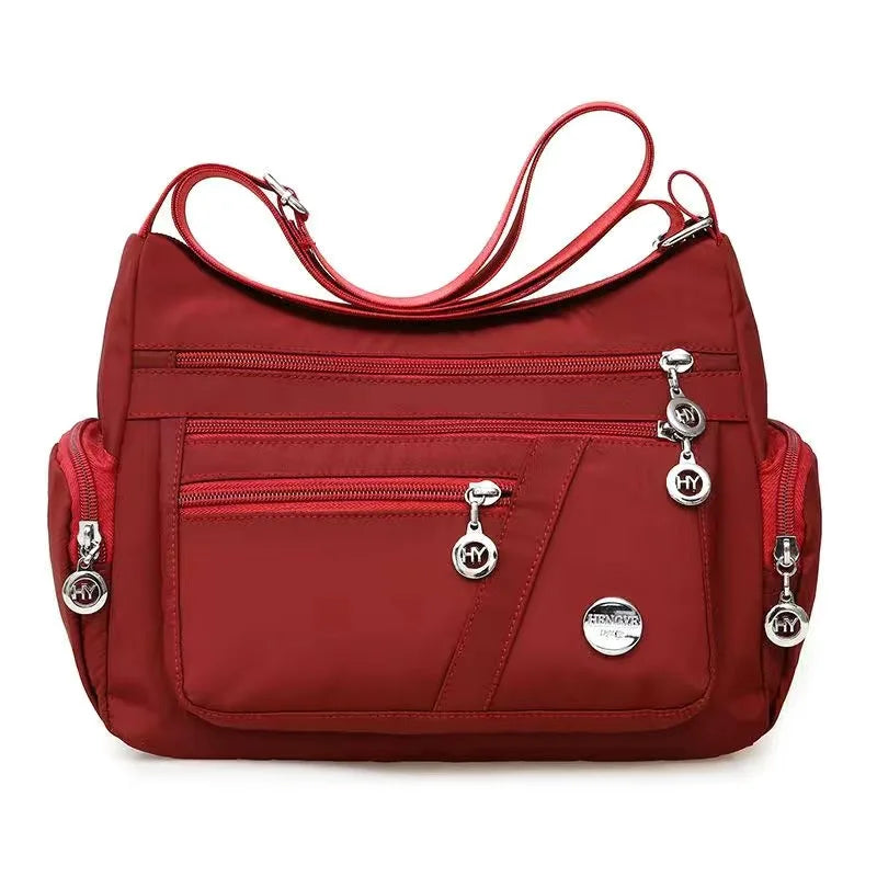 Large Capacity Women’s Crossbody Bag | Waterproof Nylon Tote & Shoulder Bag | Lightweight Travel Messenger with Sequined Accents & Silt Pocket Luxegan