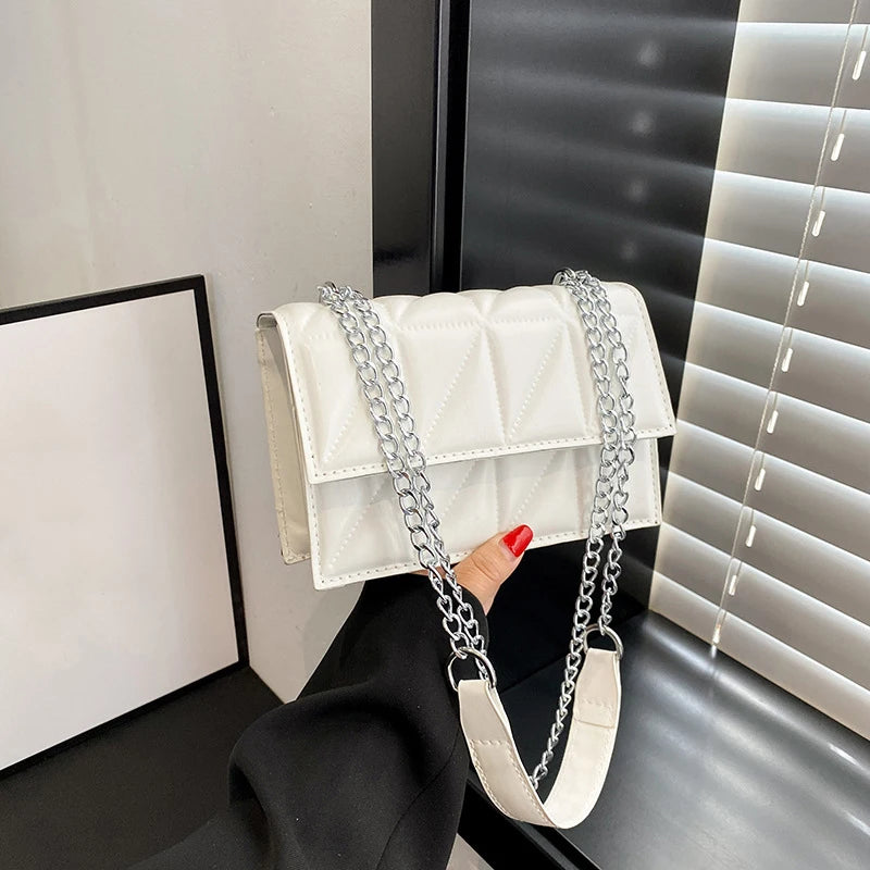 Designer Fashion Women’s Shoulder Bag | Sophisticated PU Leather Handle Handbag | Elegant Chain Strap Crossbody | Luxury "Dignified" Soft Minimalist Purse for Versatile Styling Luxegan