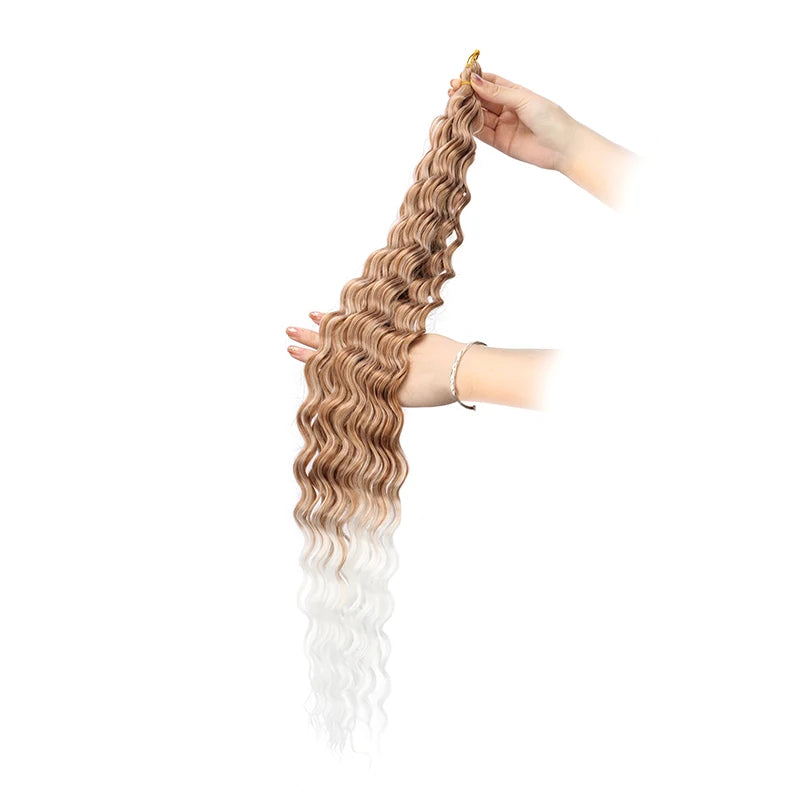 30 Inch Pre-Stretched Deep Wave Crochet Hair – Ombre Soft Curly Braiding Hair for Women Luxegan