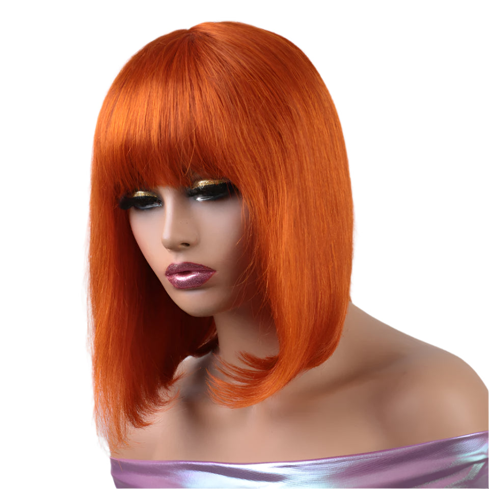 Rebecca Straight Bob Wig with Bangs | Remy Human Hair 10-14 Inches Luxegan
