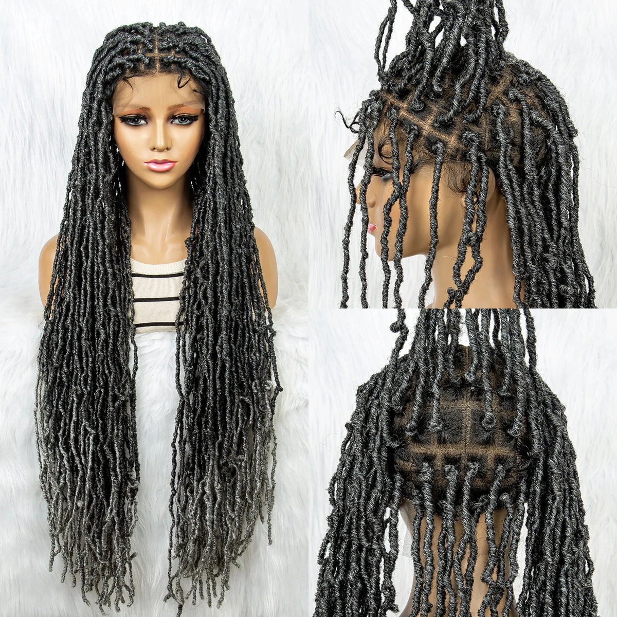 Pink & Blue Braided Wig | Full Lace Butterfly Locs & Dreadlocks