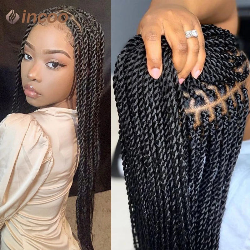 Goddess Faux Locs & Senegalese Twist Lace Front Wig | Box Braids | Full Lace Frontal | Synthetic Braids Luxegan