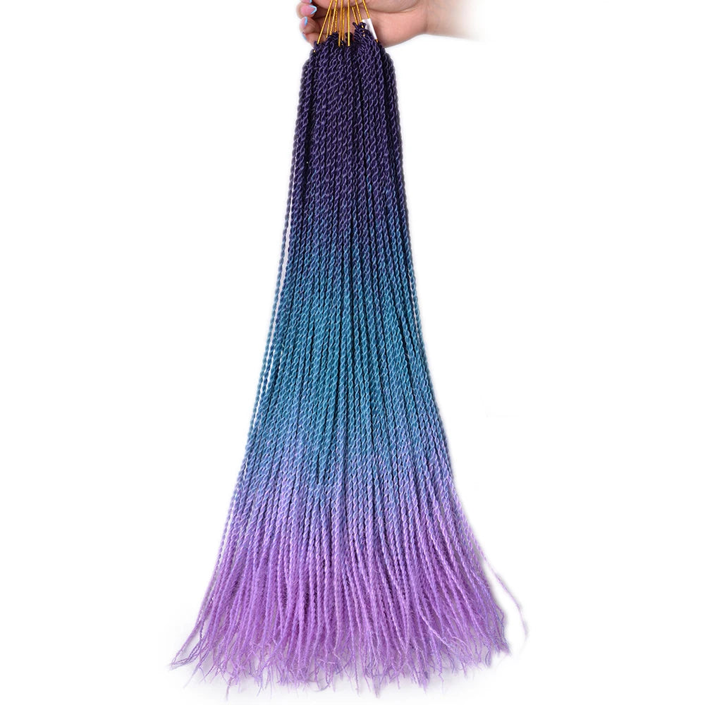 24-Inch Long Ombre Box Braids Crochet Hair - Pre-Looped Synthetic Braiding Hair Extensions - High Temperature Fiber 22 Strands/Pack Piano Color Crochet Braids for Women & Girls (27 Colors Available)