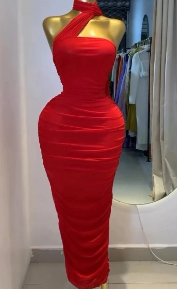 Sleeveless Stacked Ruched Bodycon Dress | Sexy Scarf Collar Spaghetti Strap Mini Dress | Elastic Polyester Blend Empire Waist Pencil Dress | Autumn/Winter Street Parties Clubwear Luxegan